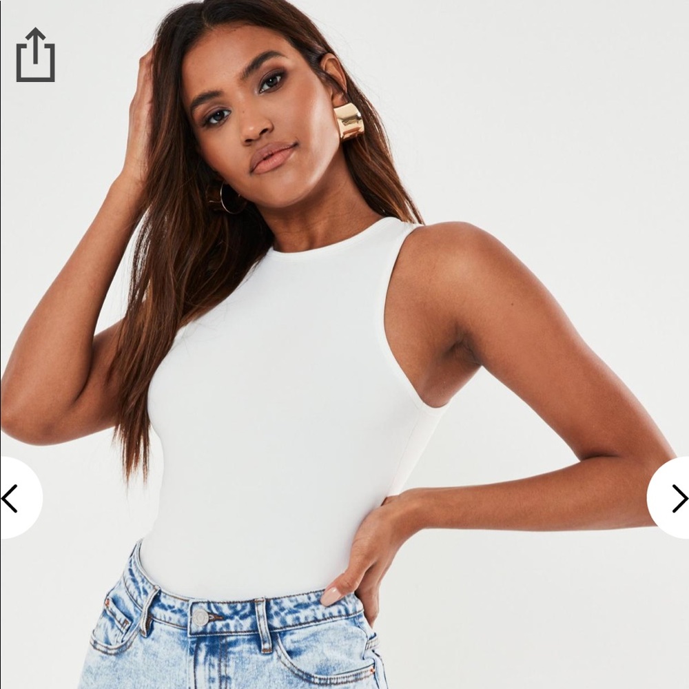 White high neck racer back bodysuit - Picture 1 of 2
